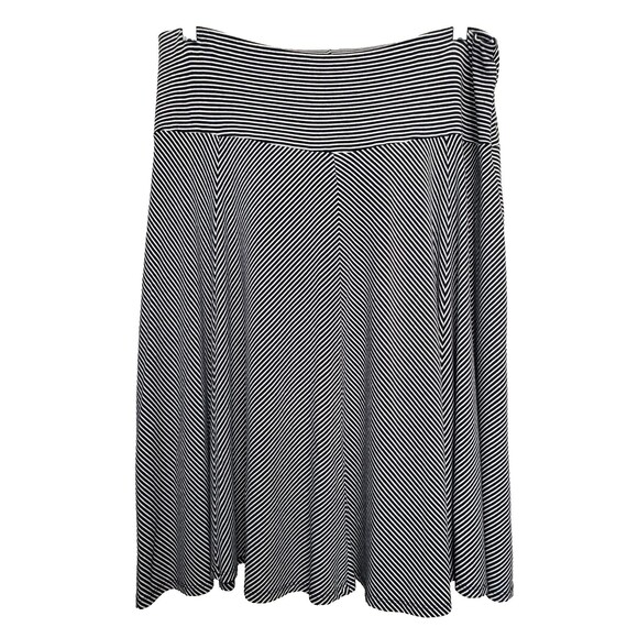 Talbots Woman Black & White Striped Jersey Knit Pull-On Midi Skirt Size 2X - Picture 1 of 5
